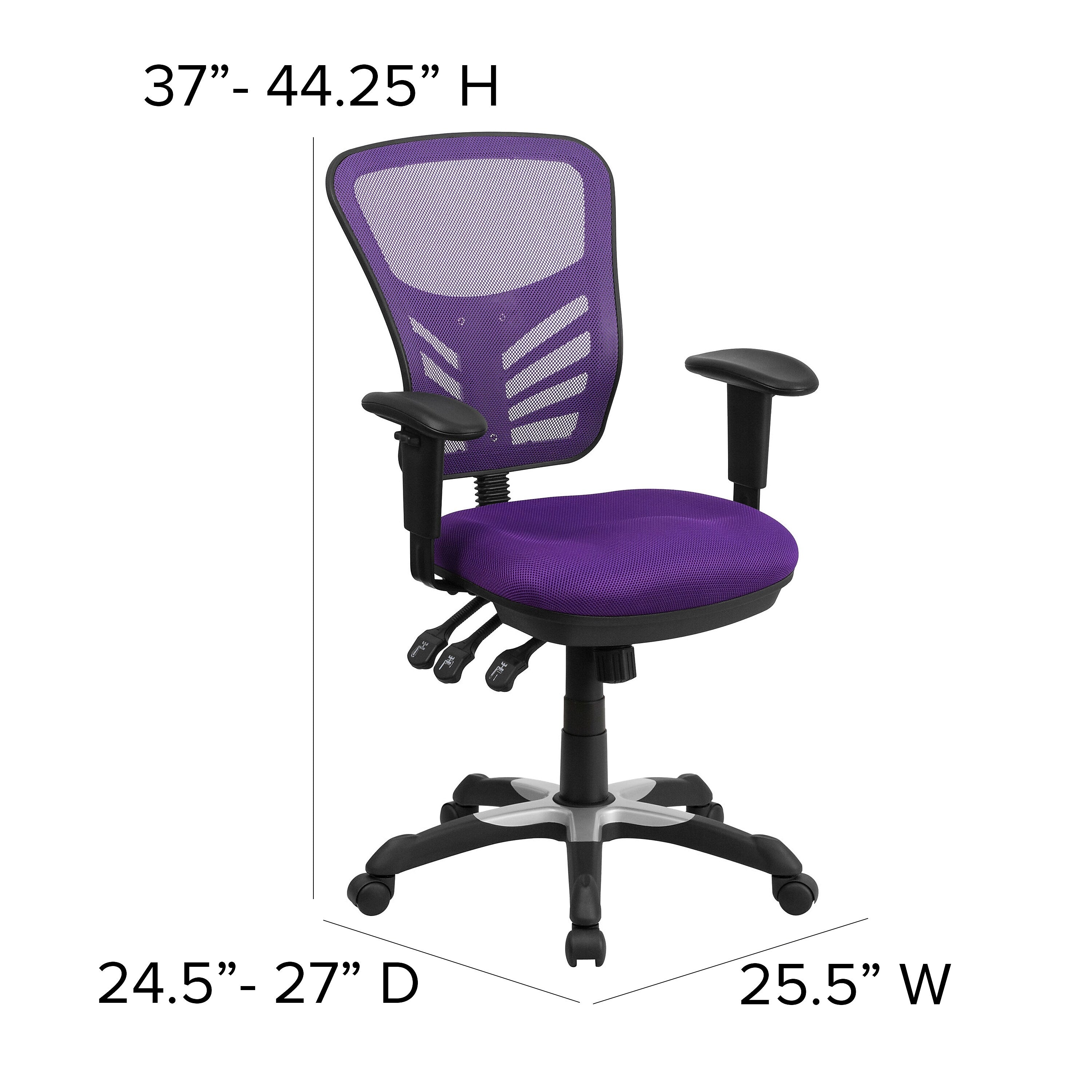 Flash Furniture Nicholas Ergonomic Mesh Swivel Mid-Back Multifunction Executive Office Chair, Purple