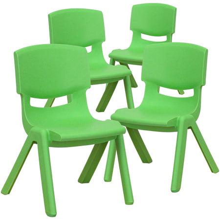 Flash Furniture Plastic School Chair with 10.5" Seat Height, Green, 4-Pieces