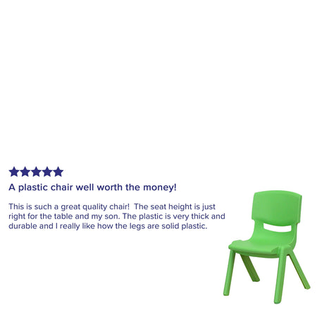 Flash Furniture Plastic School Chair with 10.5" Seat Height, Green, 4-Pieces