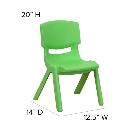 Flash Furniture Plastic School Chair with 10.5" Seat Height, Green, 4-Pieces