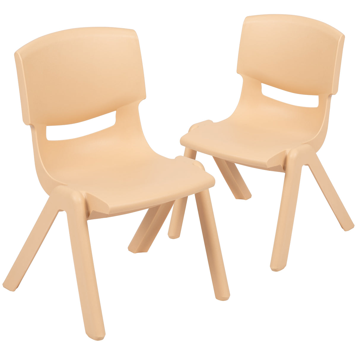 Flash Furniture Plastic School Chair with 10.5" Seat Height, Natural, 2-Pieces