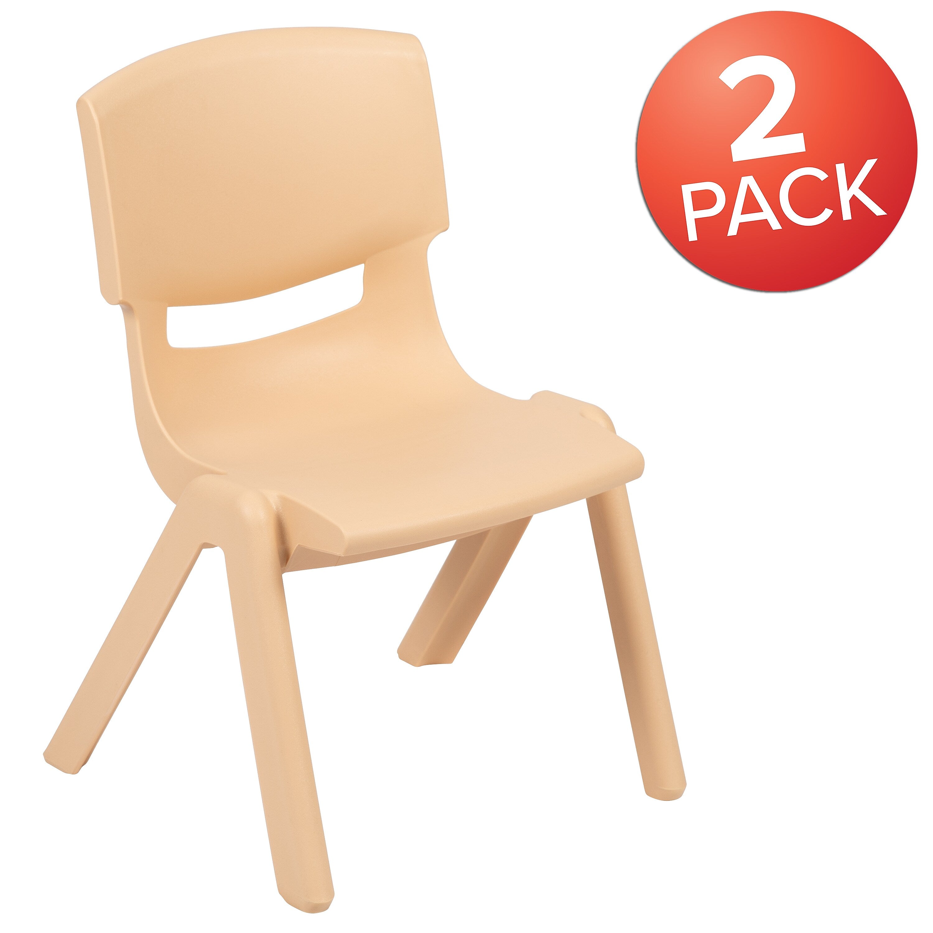 Flash Furniture Plastic School Chair with 10.5" Seat Height, Natural, 2-Pieces