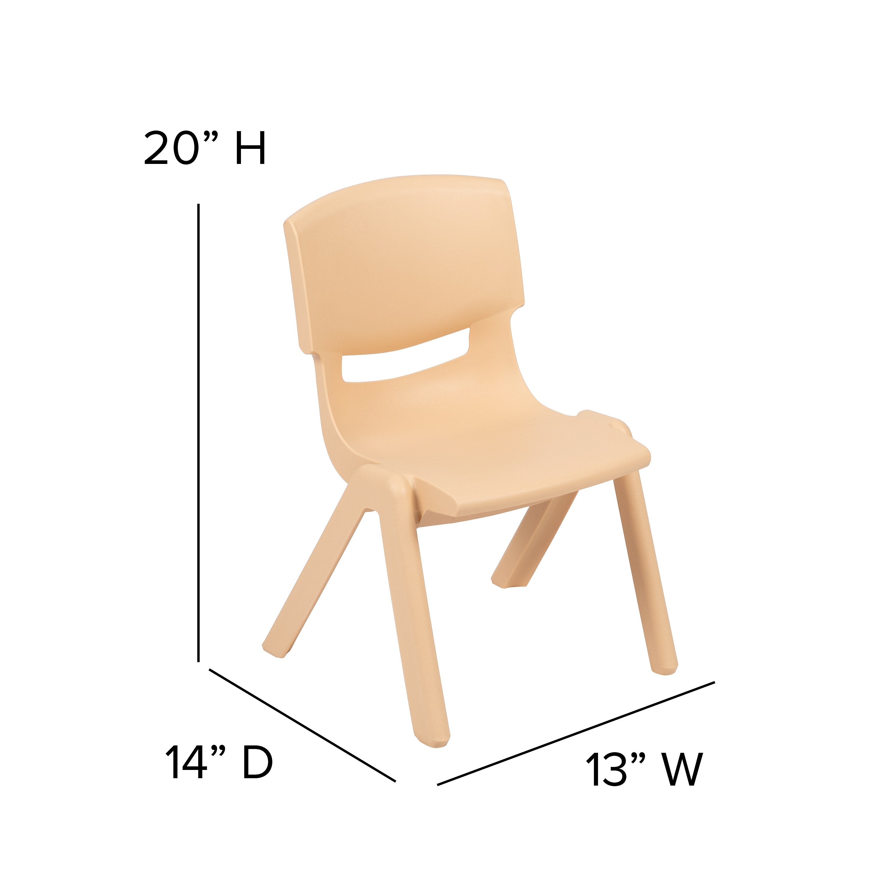 Flash Furniture Plastic School Chair with 10.5" Seat Height, Natural, 2-Pieces