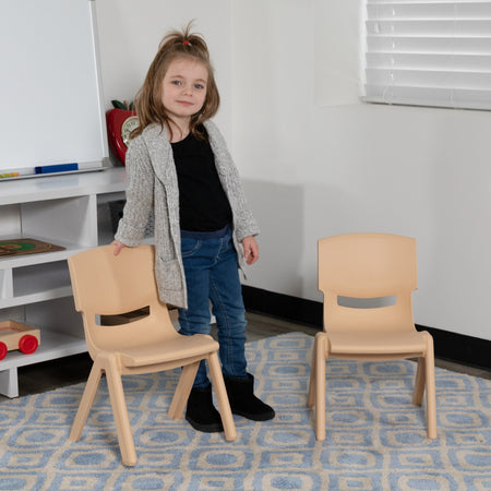 Flash Furniture Plastic School Chair with 10.5" Seat Height, Natural, 2-Pieces