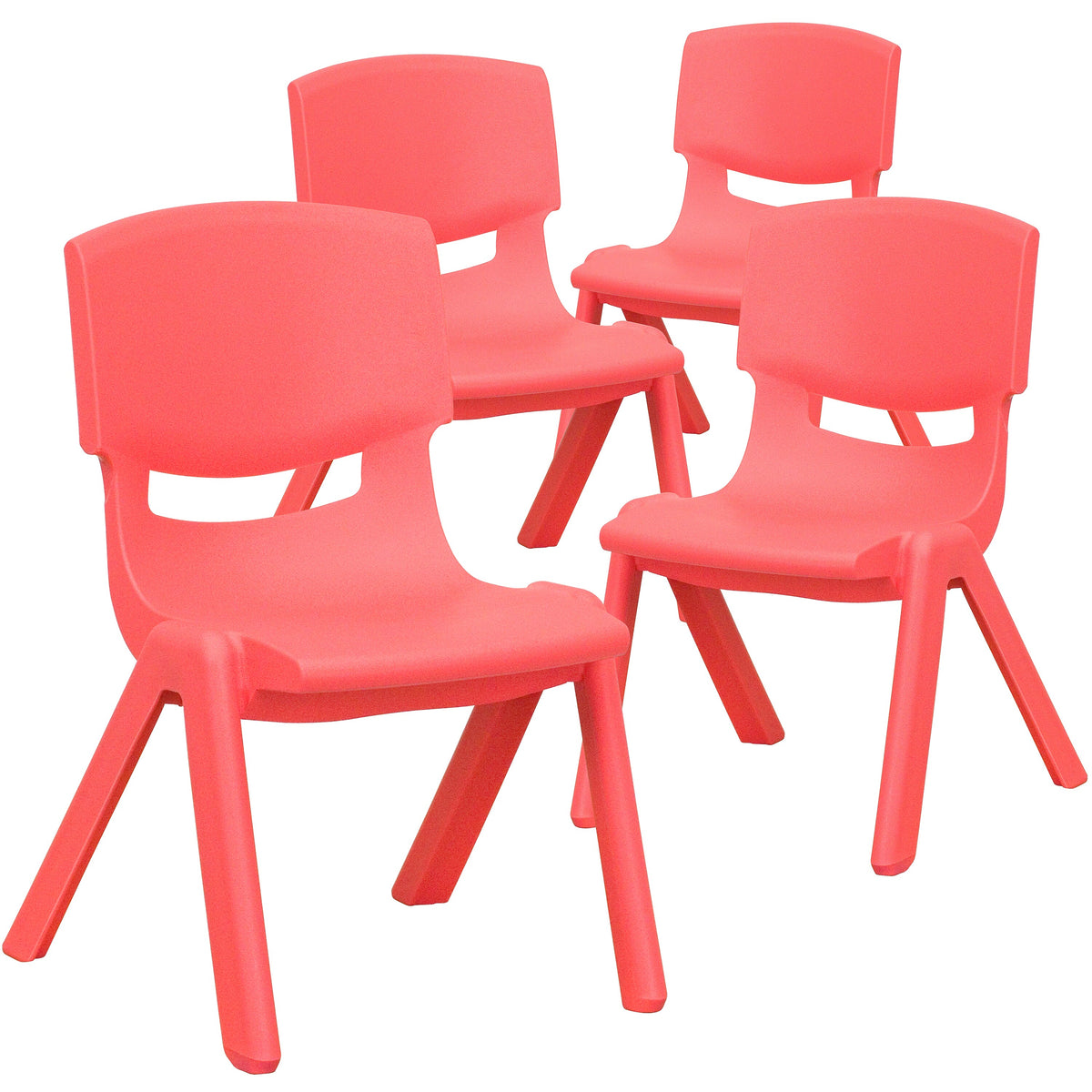 Flash Furniture Plastic School Chair with 10.5" Seat Height, Red, 4-Pieces