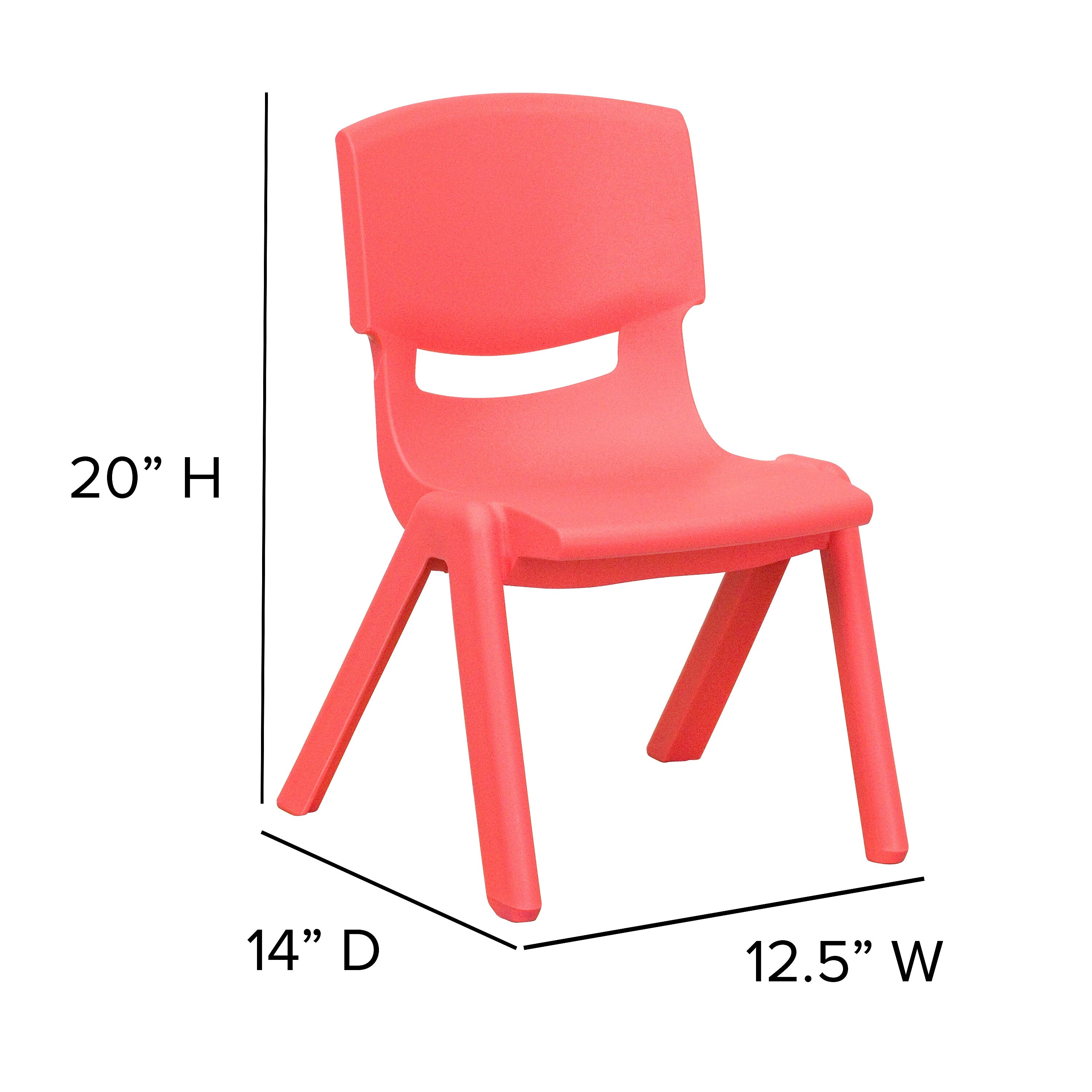 Flash Furniture Plastic School Chair with 10.5" Seat Height, Red, 4-Pieces