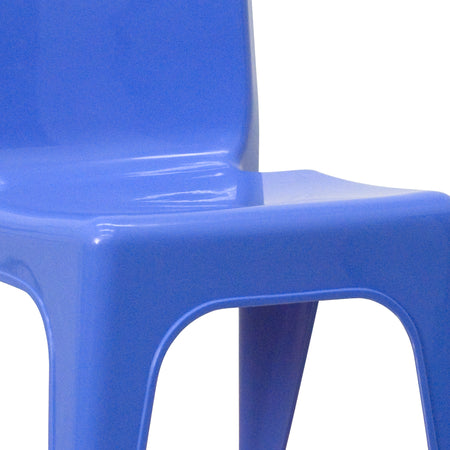 Flash Furniture Plastic School Chair with Carrying Handle and 11'' Seat Height, Blue, 2-Pieces