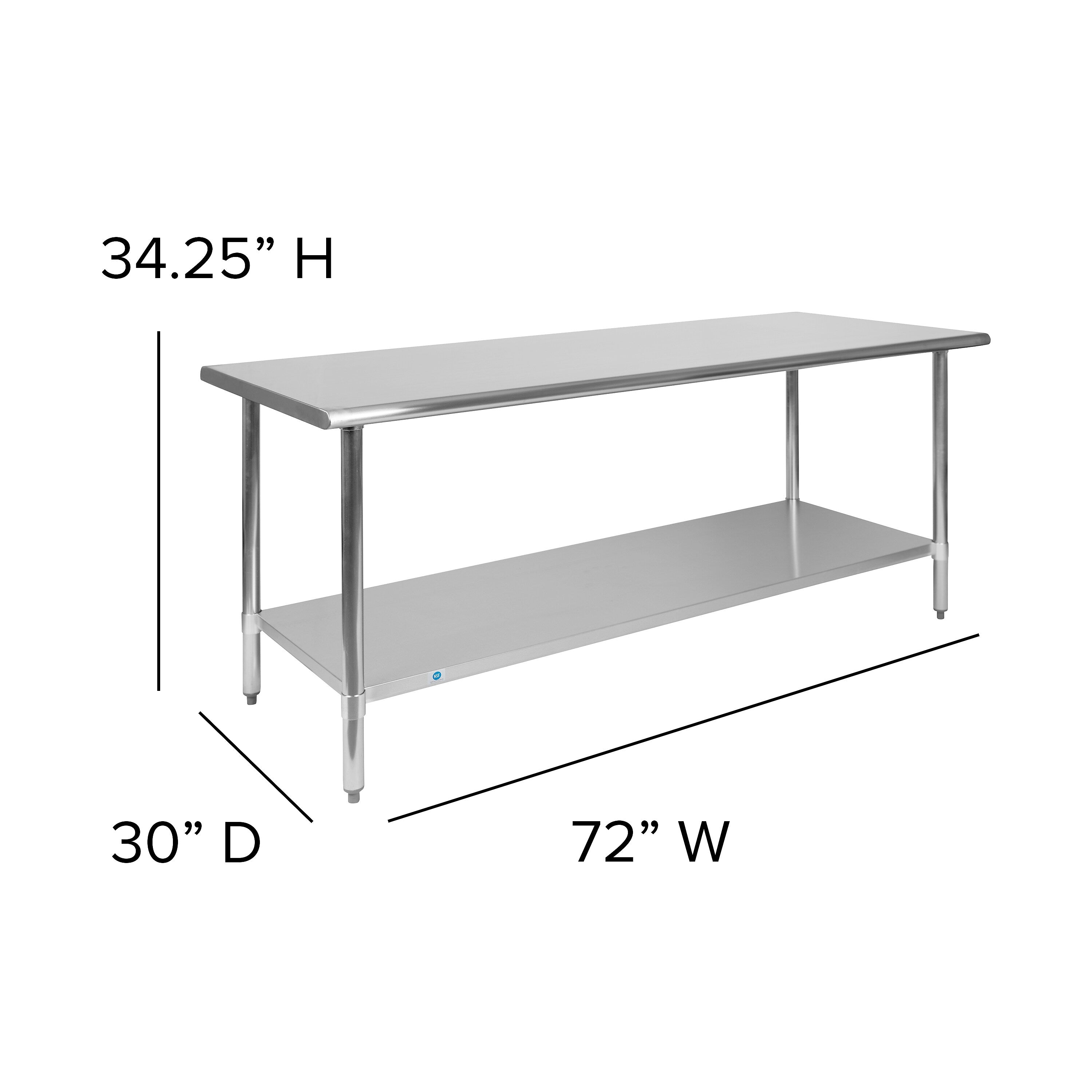 Flash Furniture Prep Table, 72