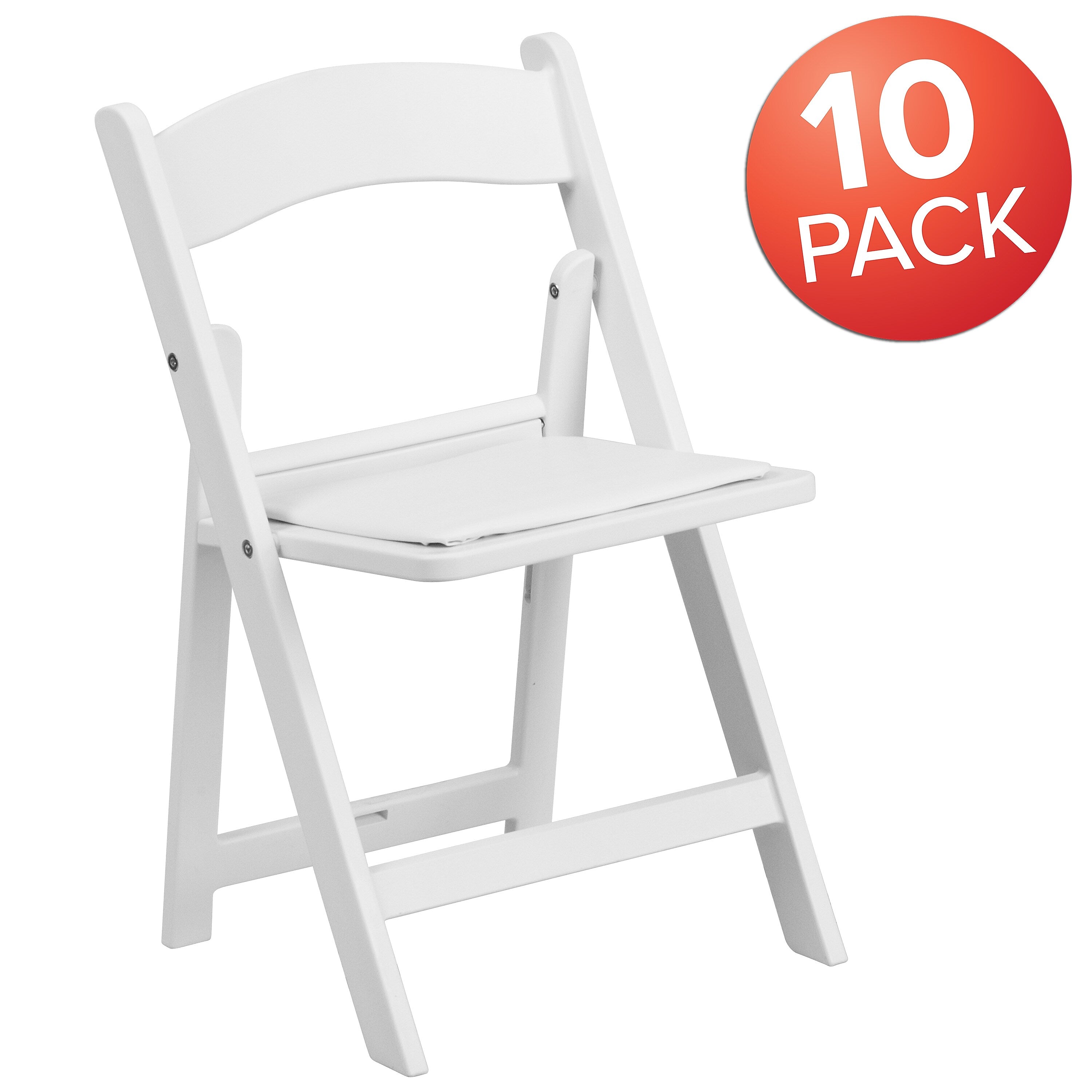 Flash Furniture Resin Kids Folding Event Party Chair with Vinyl Padded Seat, White, 10-Pieces