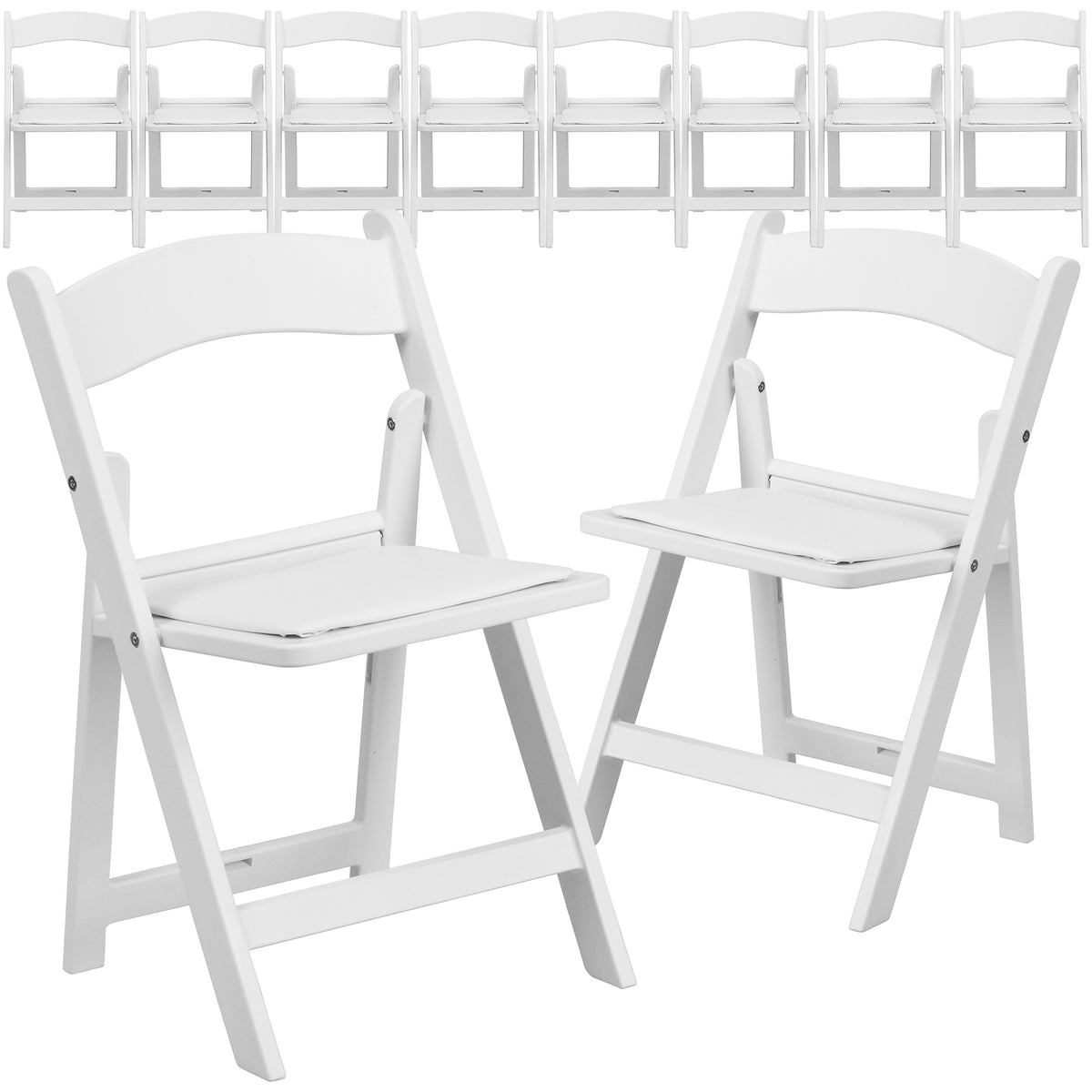 Flash Furniture Resin Kids Folding Event Party Chair with Vinyl Padded Seat, White, 10-Pieces