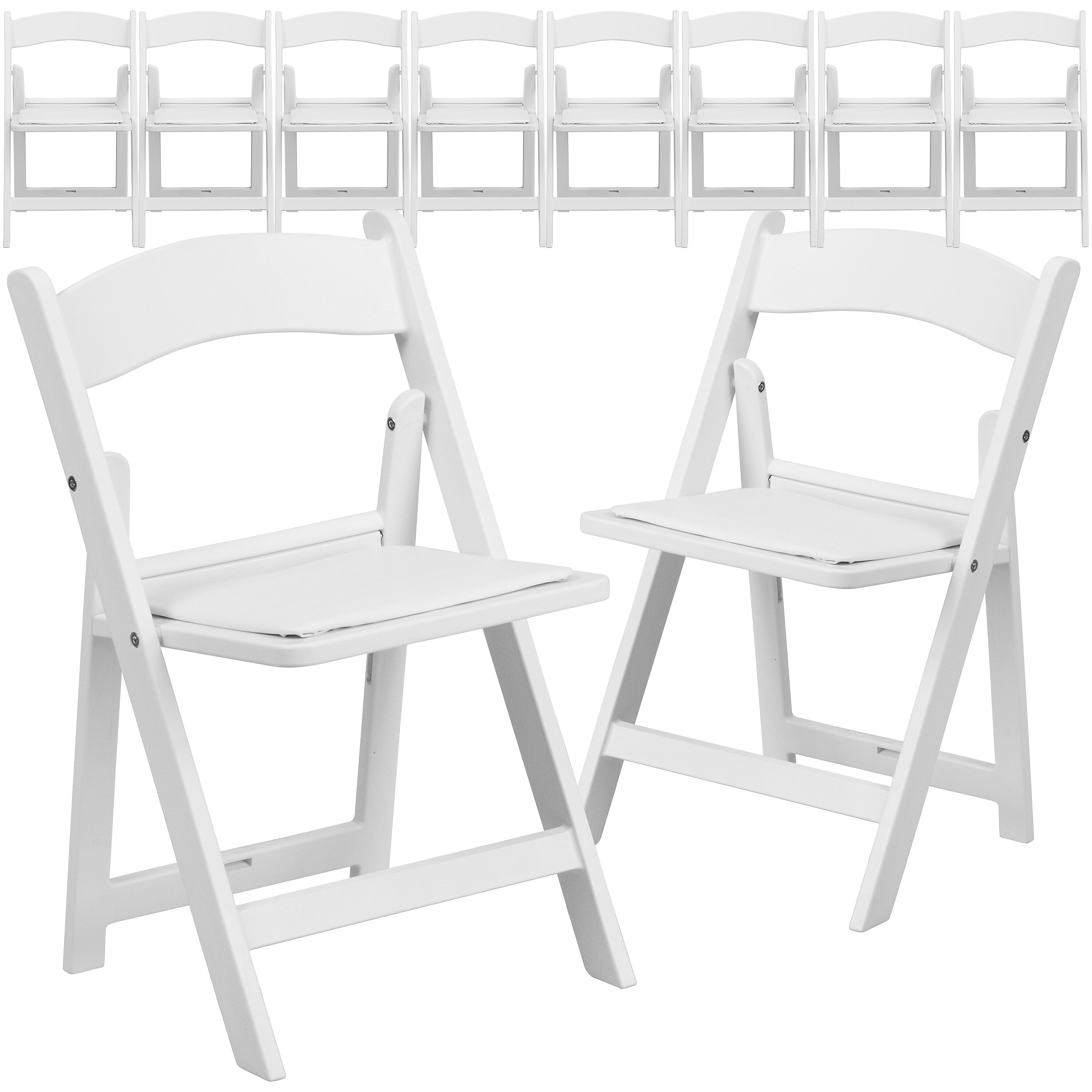 Flash Furniture Resin Kids Folding Event Party Chair with Vinyl Padded Seat, White, 10-Pieces