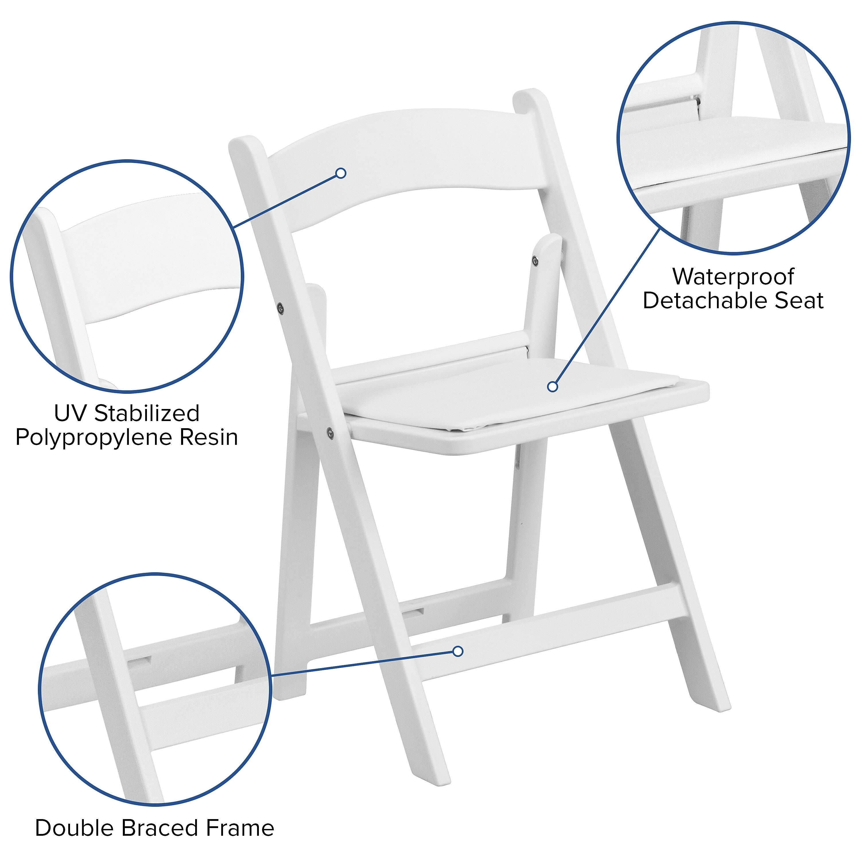 Flash Furniture Resin Kids Folding Event Party Chair with Vinyl Padded Seat, White, 10-Pieces