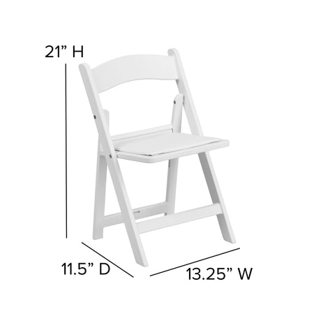 Flash Furniture Resin Kids Folding Event Party Chair with Vinyl Padded Seat, White, 10-Pieces