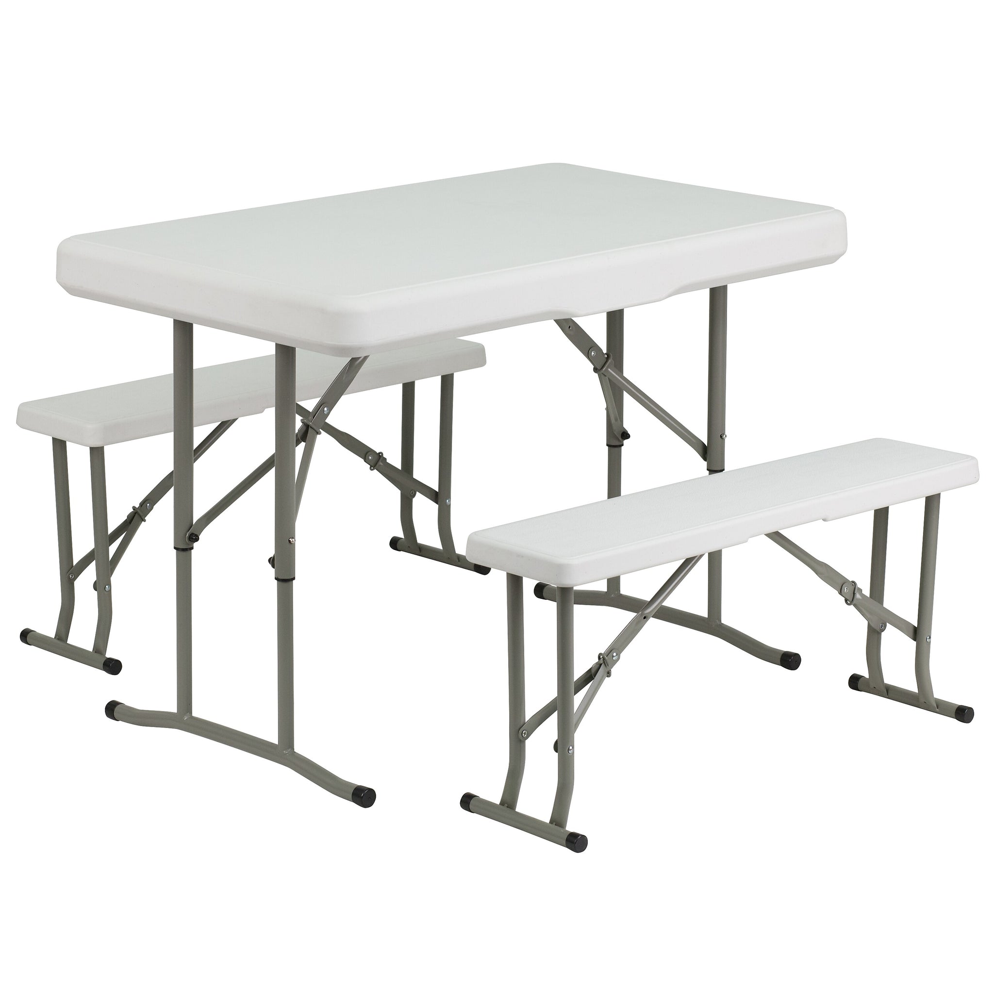 Flash Furniture Rowan Rectangular 3 Piece Folding Bench and Table Set, 25.5