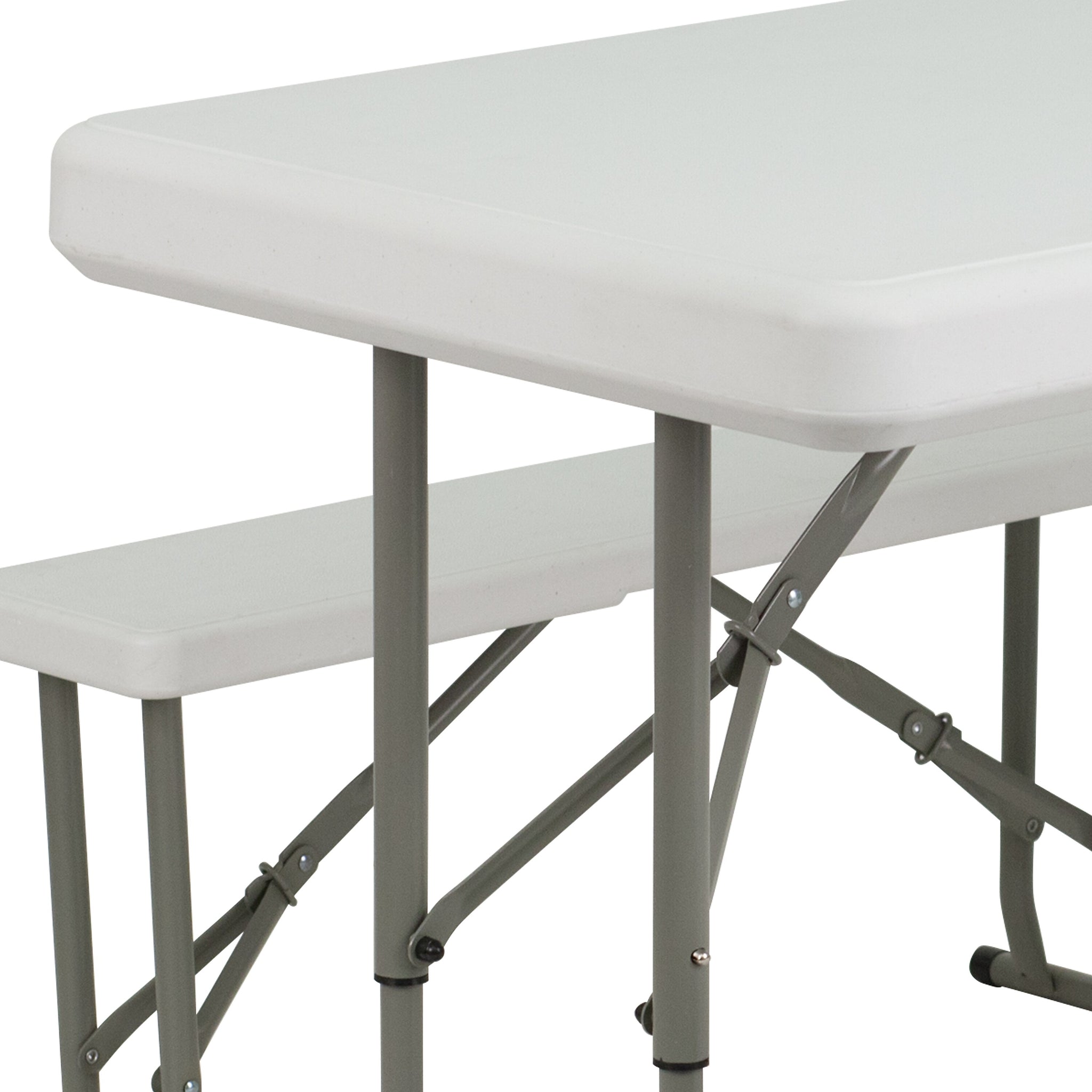 Flash Furniture Rowan Rectangular 3 Piece Folding Bench and Table Set, 25.5