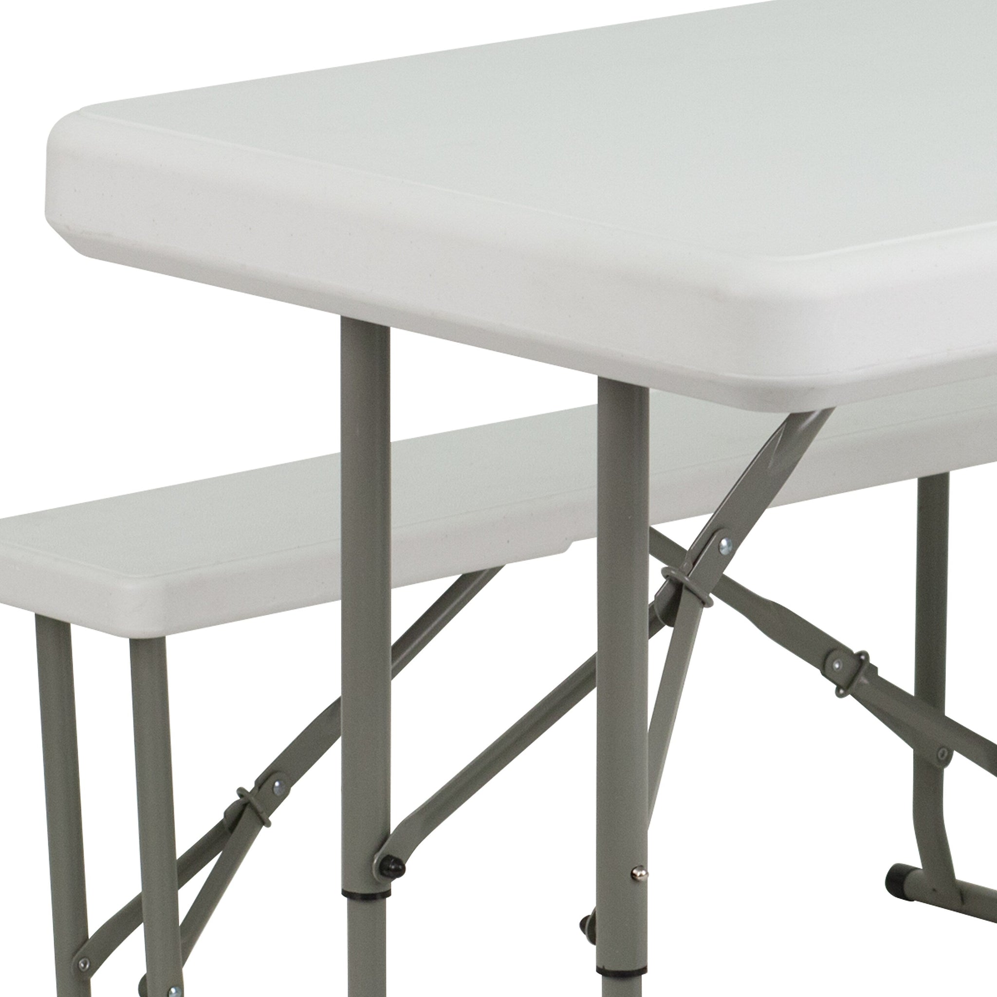 Flash Furniture Rowan Rectangular 3 Piece Folding Bench and Table Set, 25.5