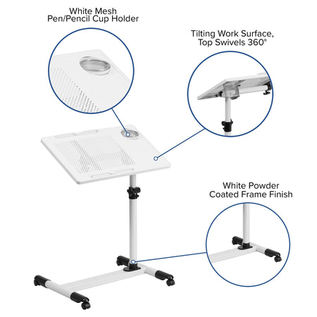 Flash Furniture Steel Mobile Computer Desk, White