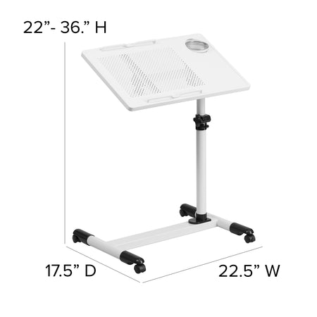 Flash Furniture Steel Mobile Computer Desk, White