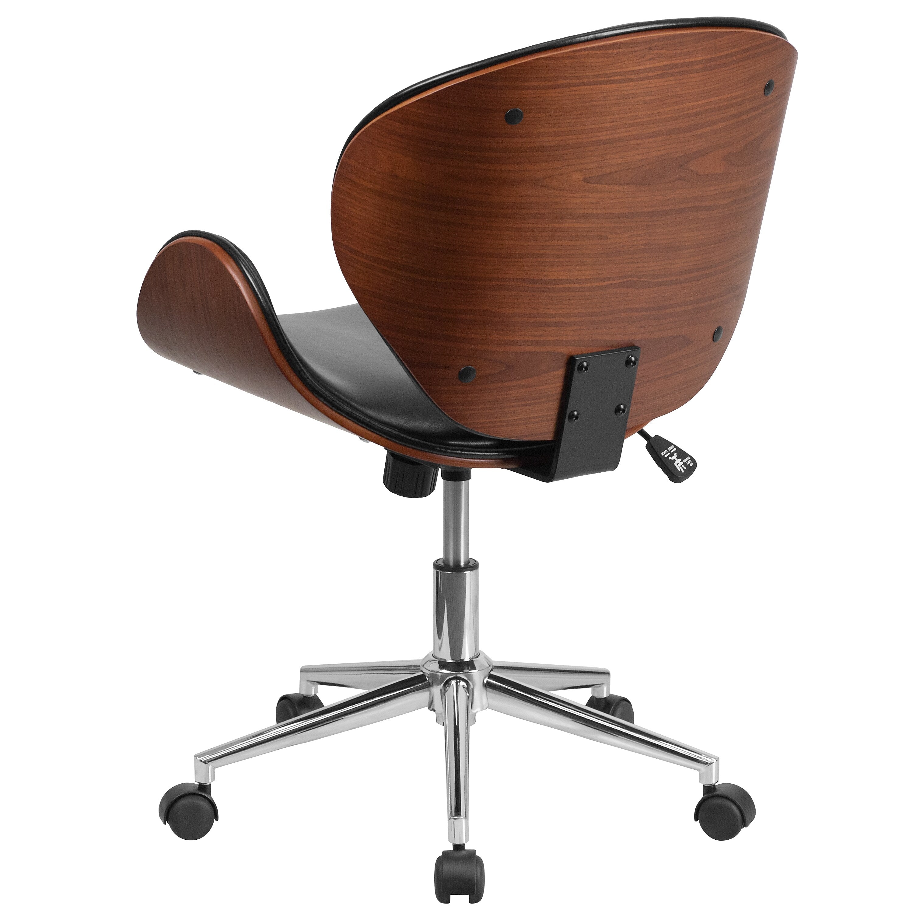 Flash Furniture Tana Armless LeatherSoft/Wood Swivel Mid-Back Conference Office Chair, Black/Walnut