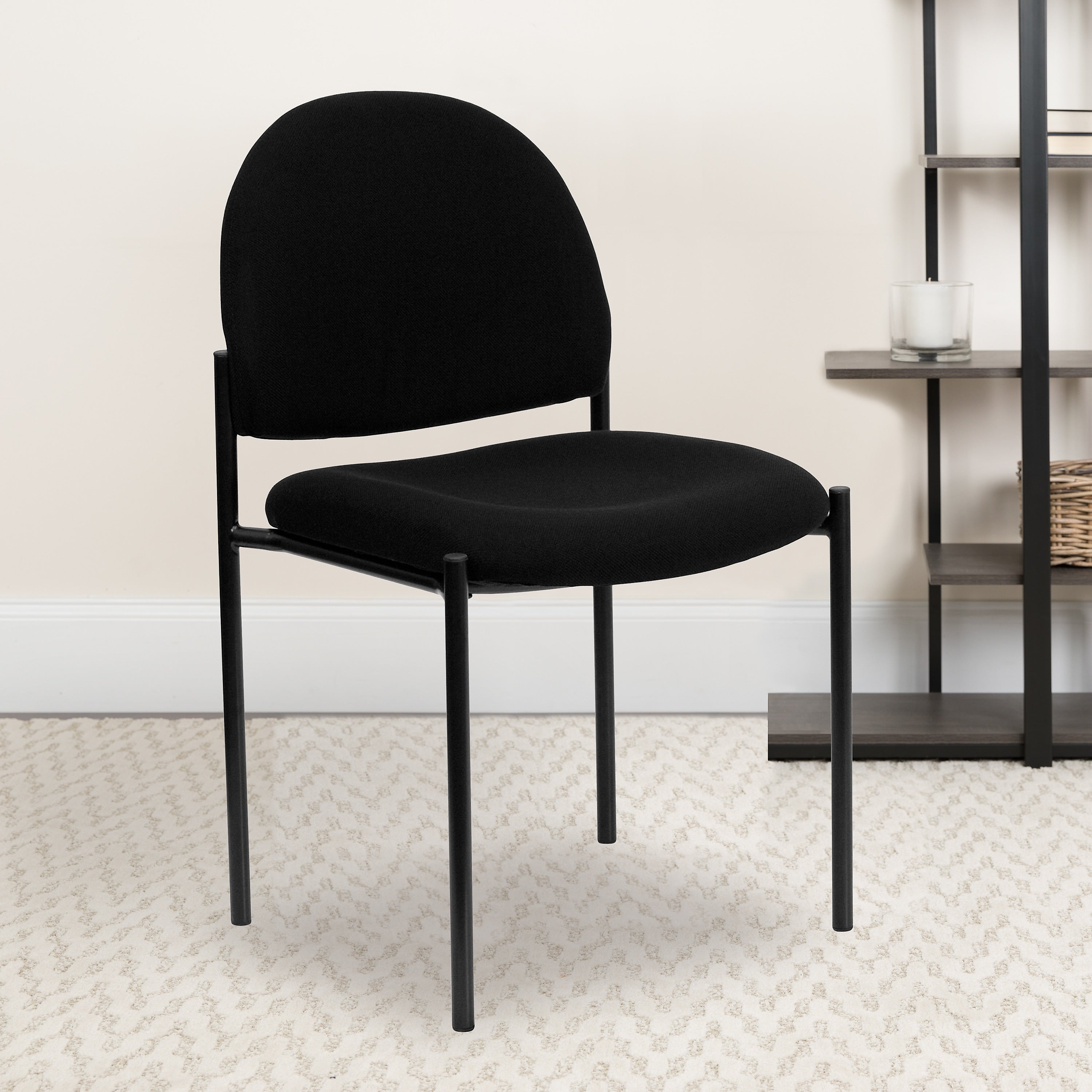 Flash Furniture Tania Fabric Stackable Side Reception Chair, Black