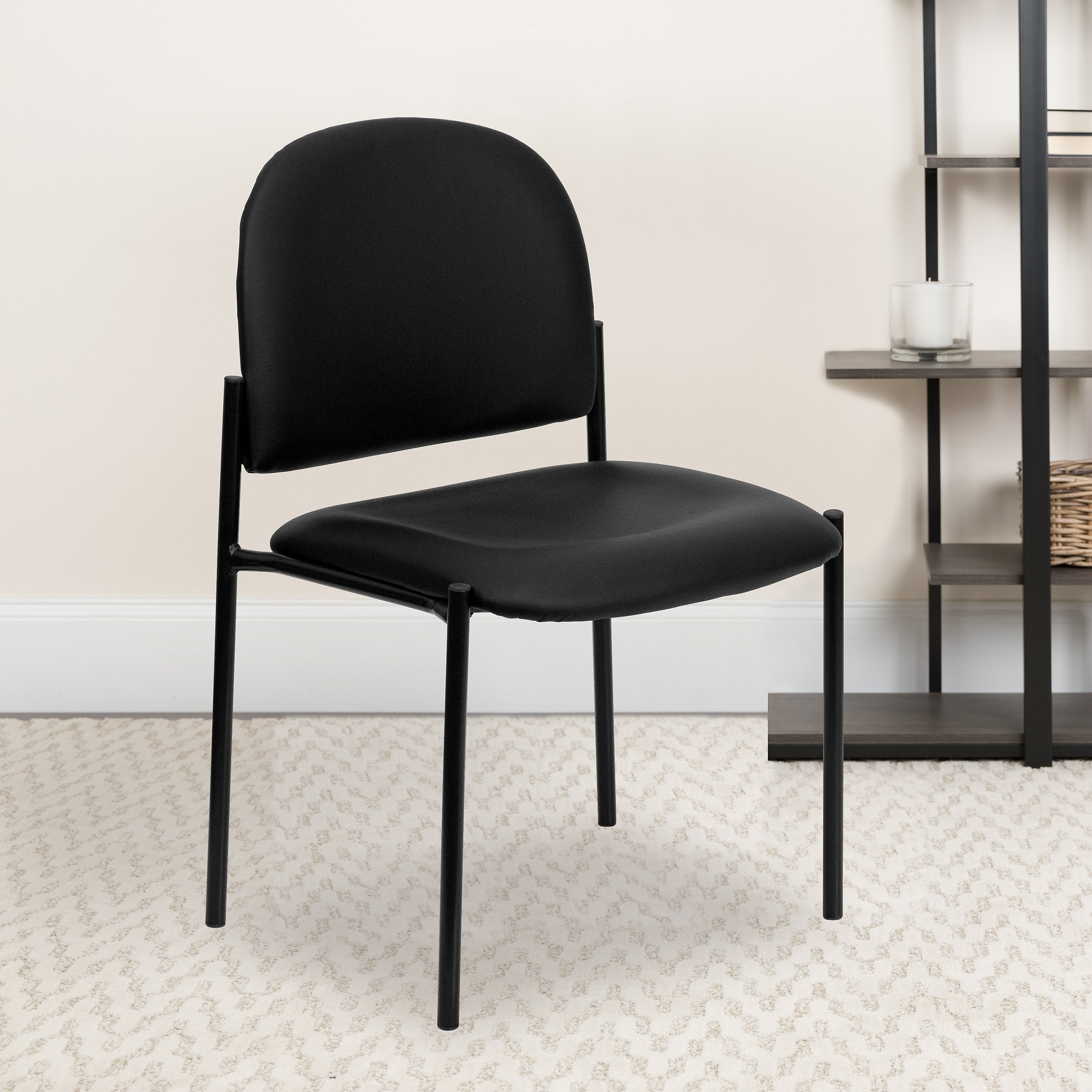Flash Furniture Tania Vinyl Stackable Side Reception Chair, Black