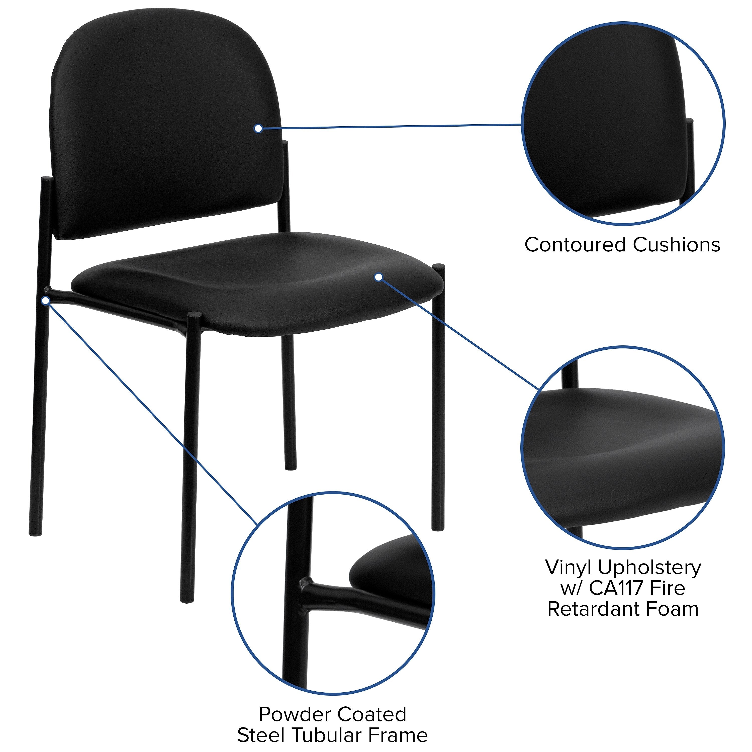 Flash Furniture Tania Vinyl Stackable Side Reception Chair, Black