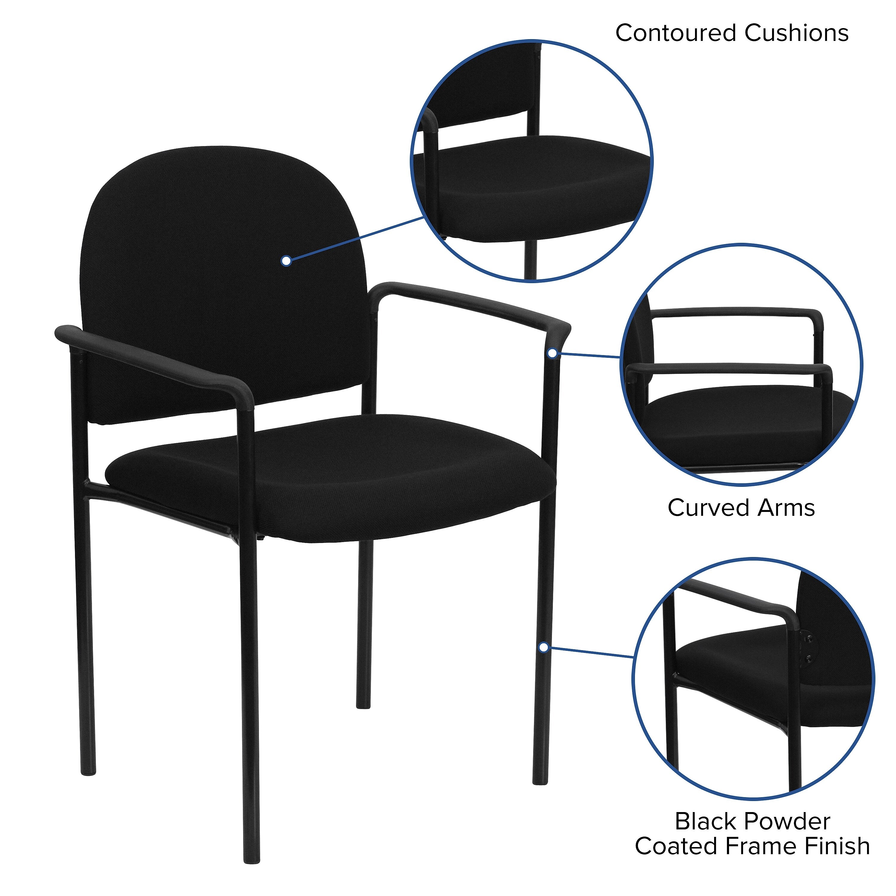 Flash Furniture Tiffany Fabric Stackable Side Reception Chair with Arms, Black