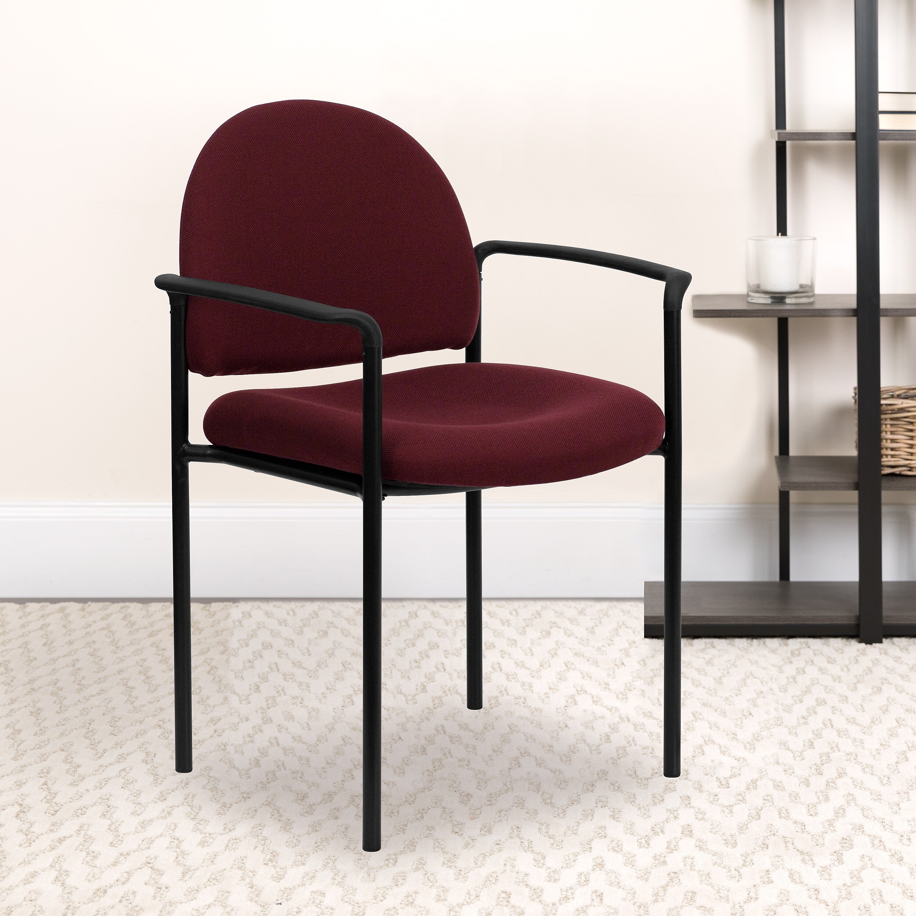 Flash Furniture Tiffany Fabric Stackable Side Reception Chair with Arms, Burgundy