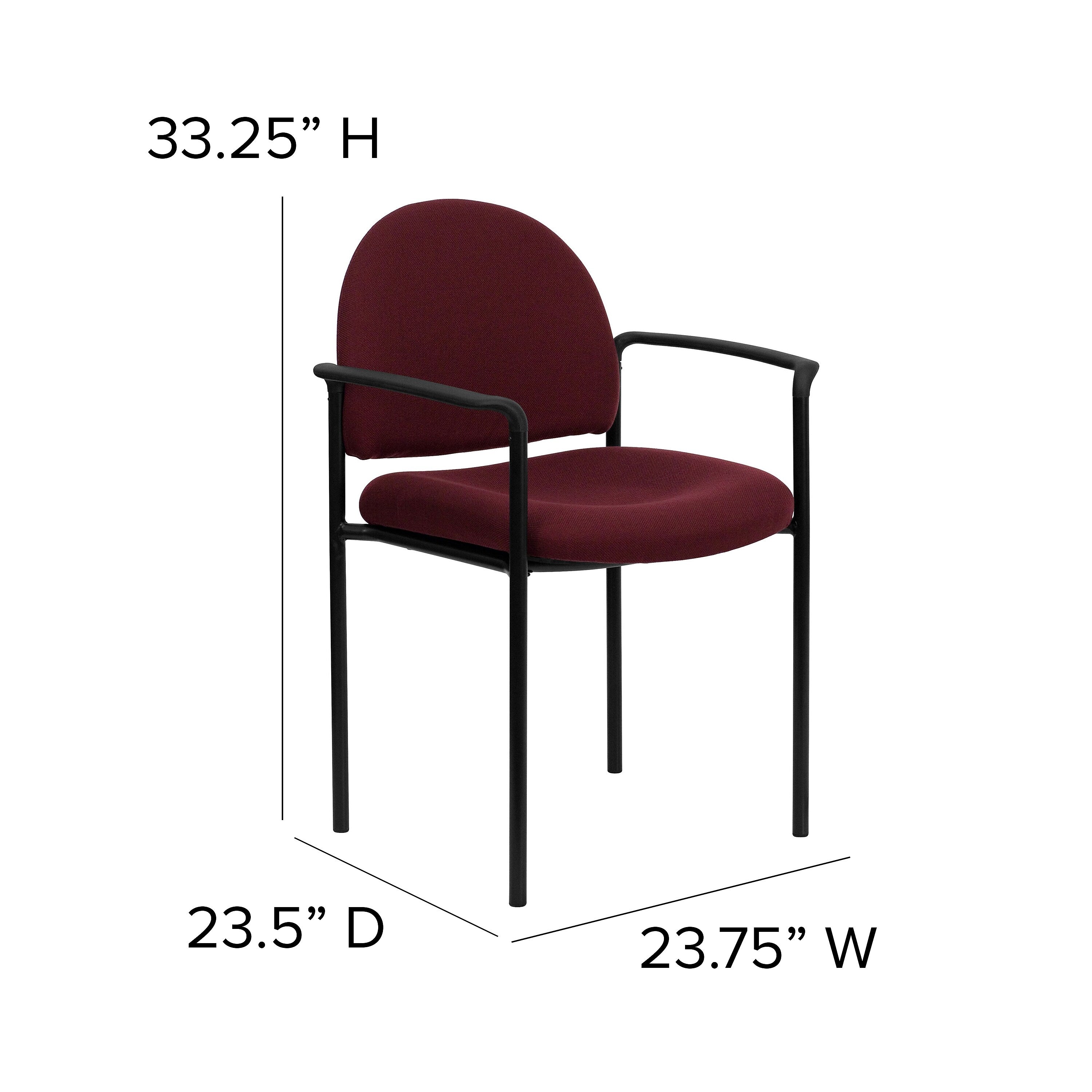 Flash Furniture Tiffany Fabric Stackable Side Reception Chair with Arms, Burgundy