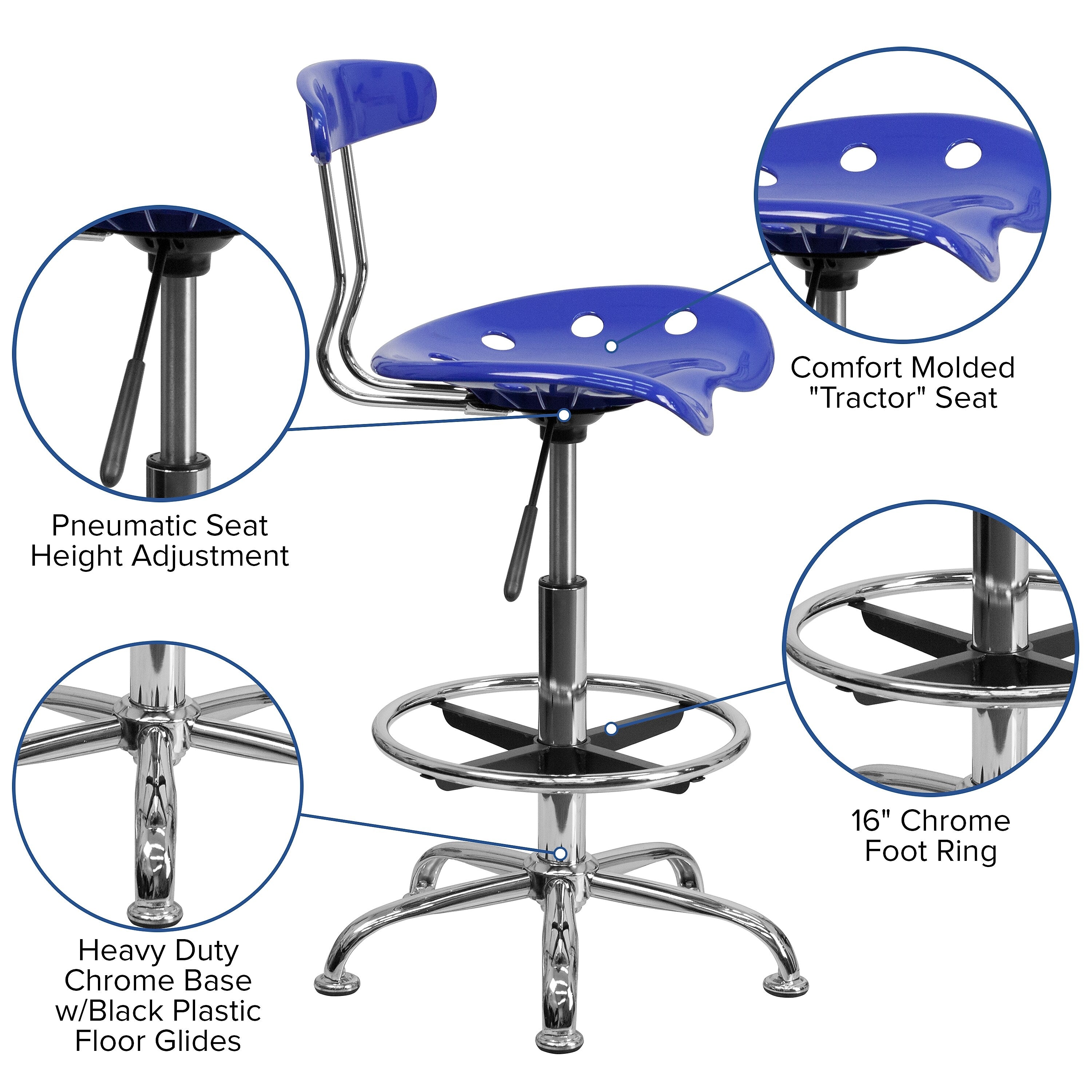 Flash Furniture Vibrant Drafting Stools With Tractor Seat