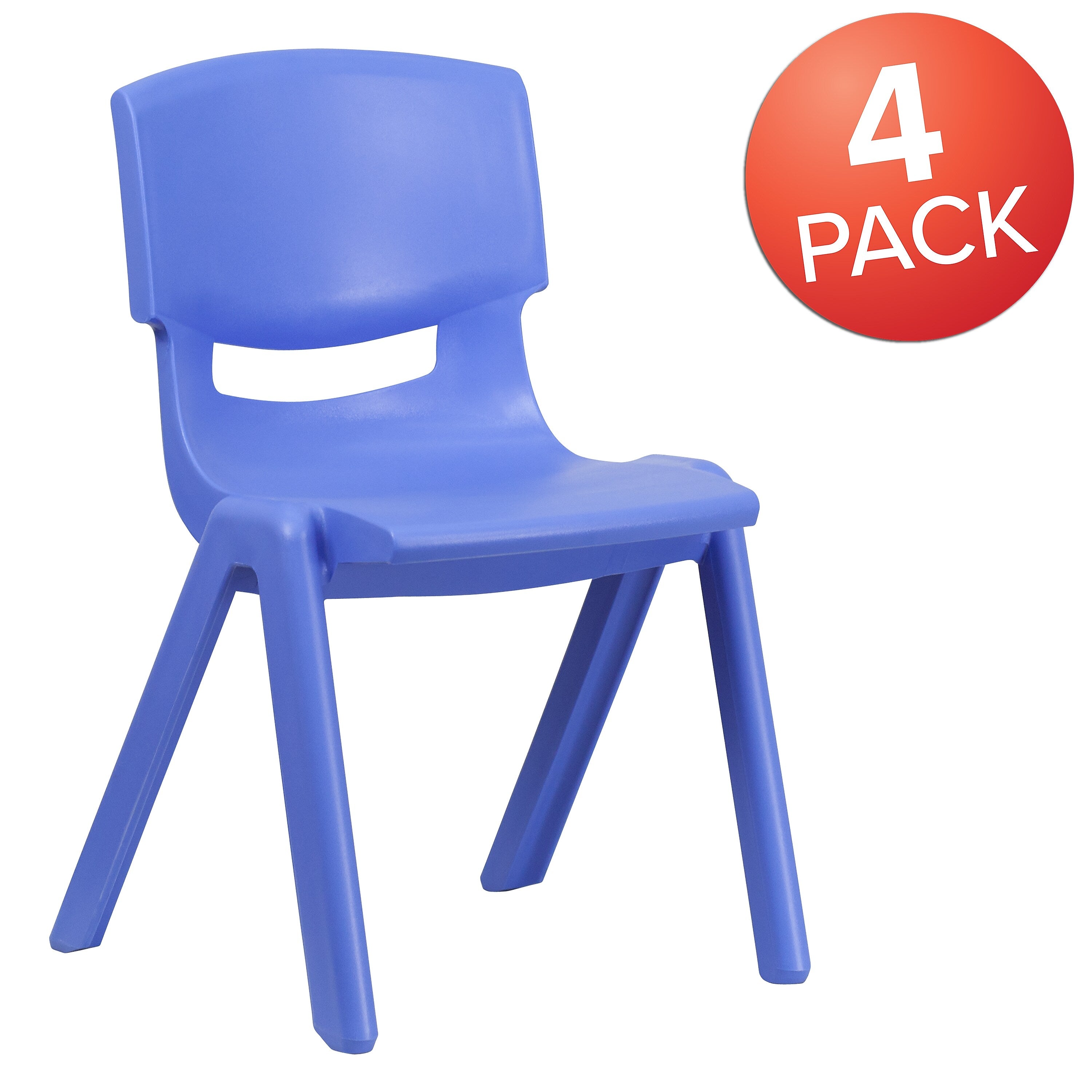 Flash Furniture Whitney Plastic Student Stackable Chair, Blue, 4 Pack