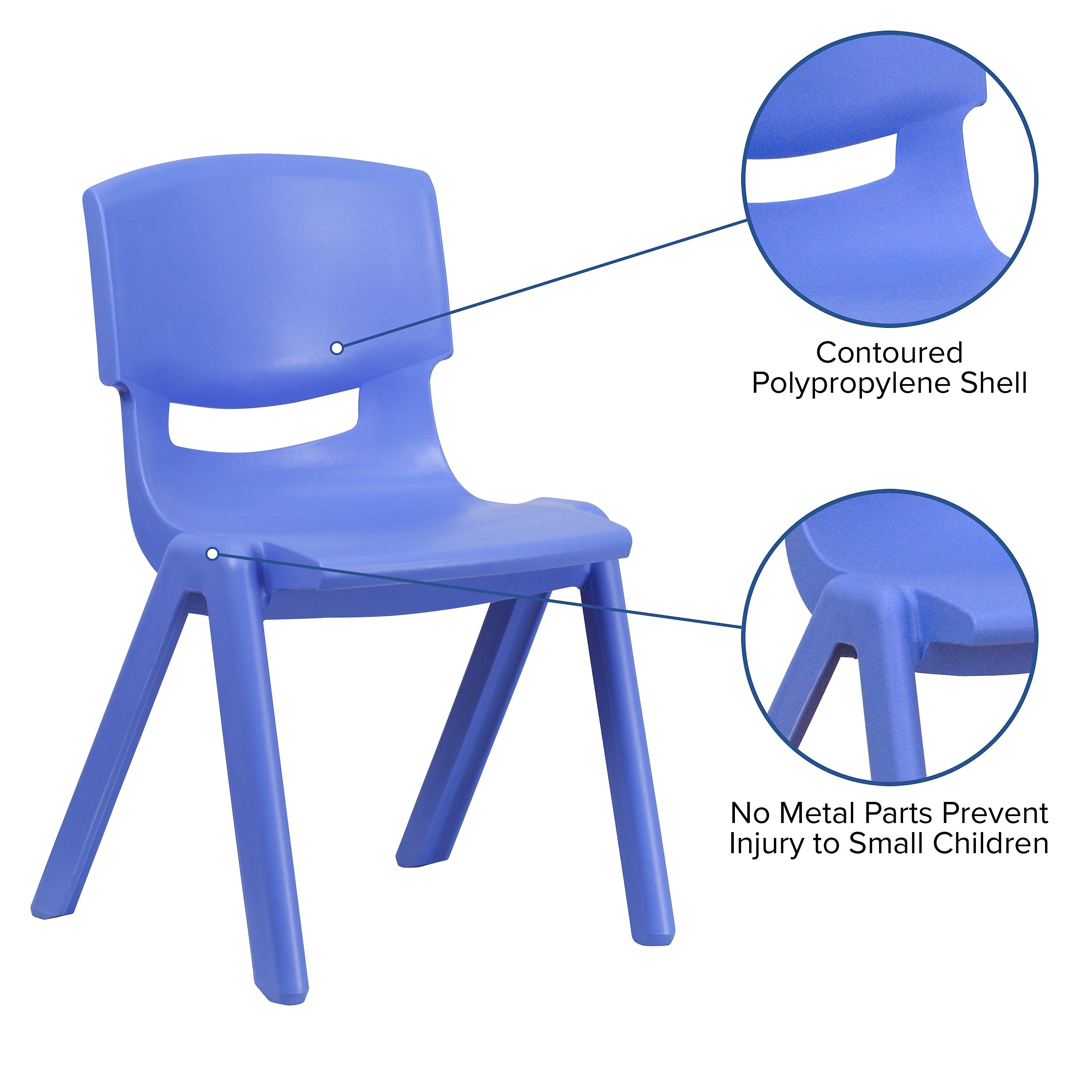 Flash Furniture Whitney Plastic Student Stackable Chair, Blue, 4 Pack