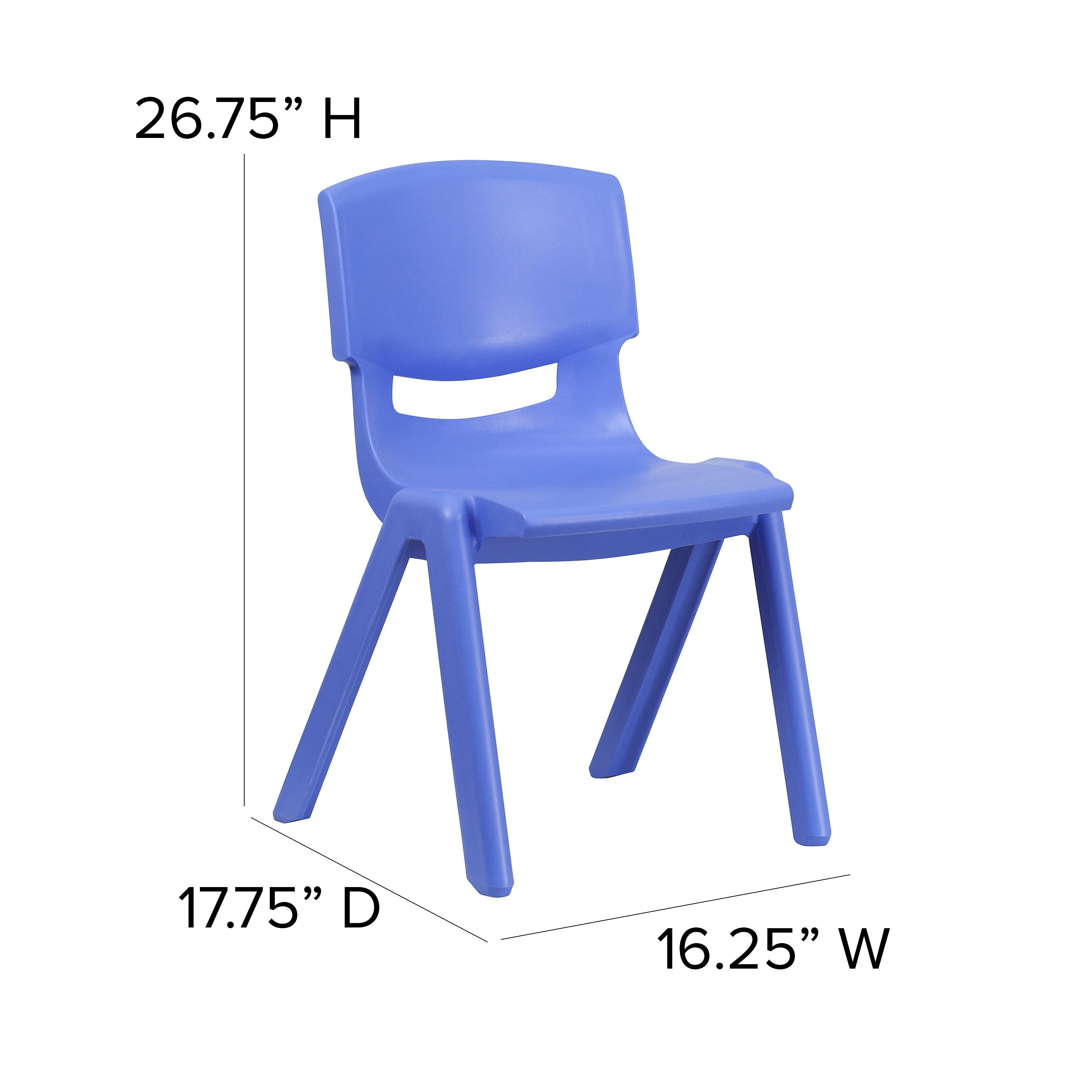 Flash Furniture Whitney Plastic Student Stackable Chair, Blue, 4 Pack