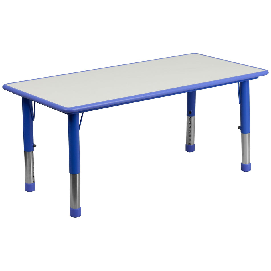 Flash Furniture Wren Rectangular Activity Table, 23.625" x 47.25", Height Adjustable, Blue/Gray