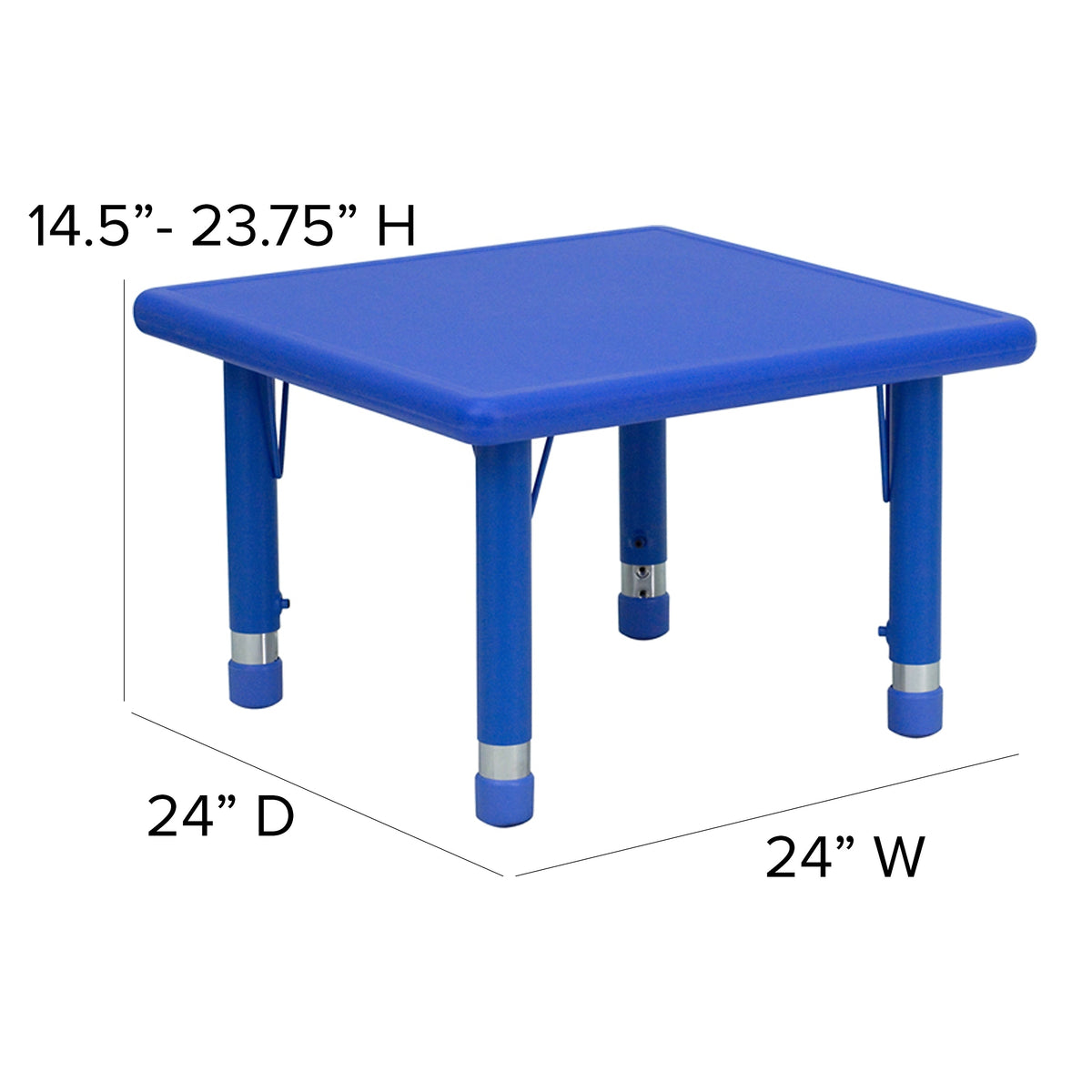 Flash Furniture Wren Square Activity Table, 24" x 24", Height Adjustable, Blue