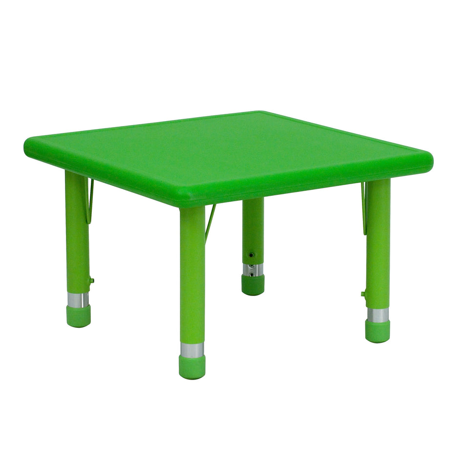 Flash Furniture Wren Square Activity Table, 24" x 24", Height Adjustable, Green