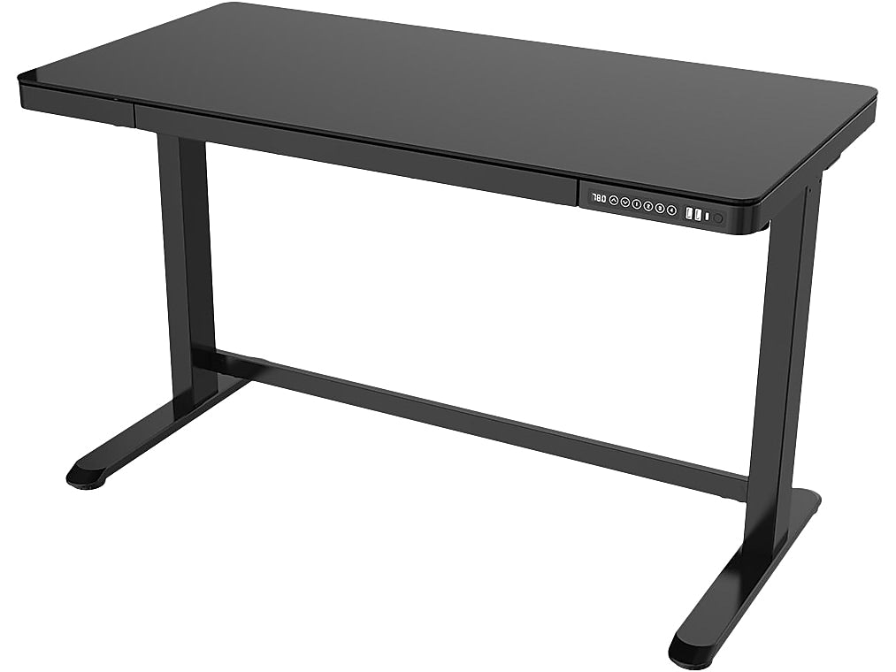 FlexiSpot 48"W Electric Adjustable Glass Top Standing Desk, Black