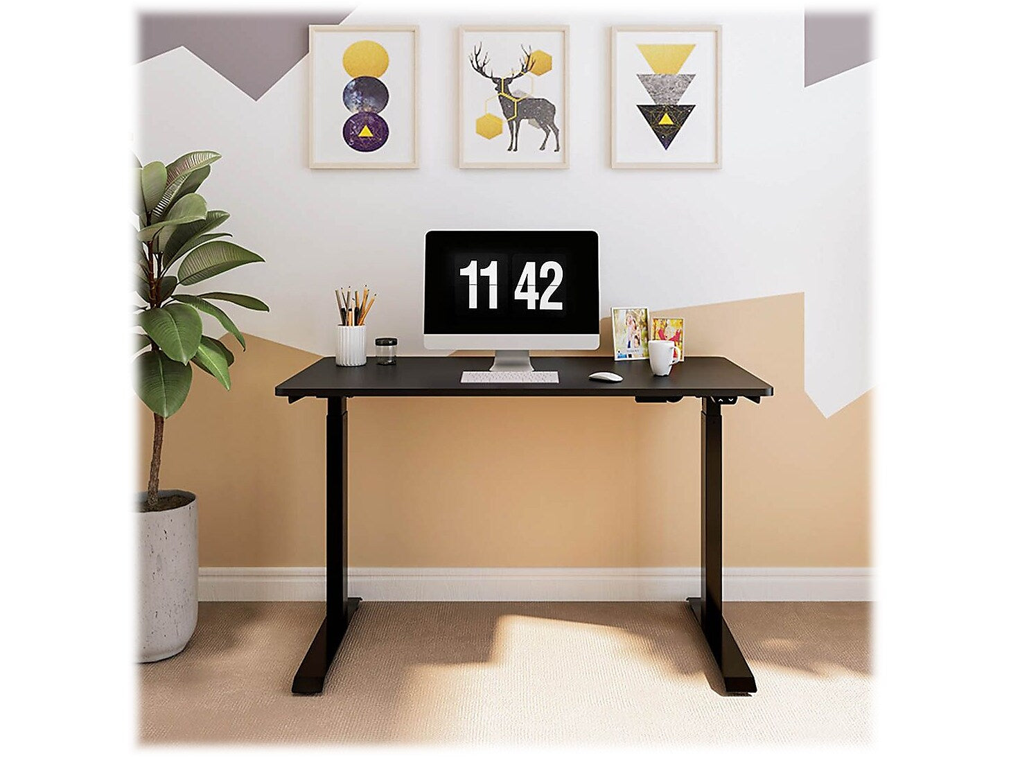 FlexiSpot 48"W Electric Adjustable Standing Desk, Black