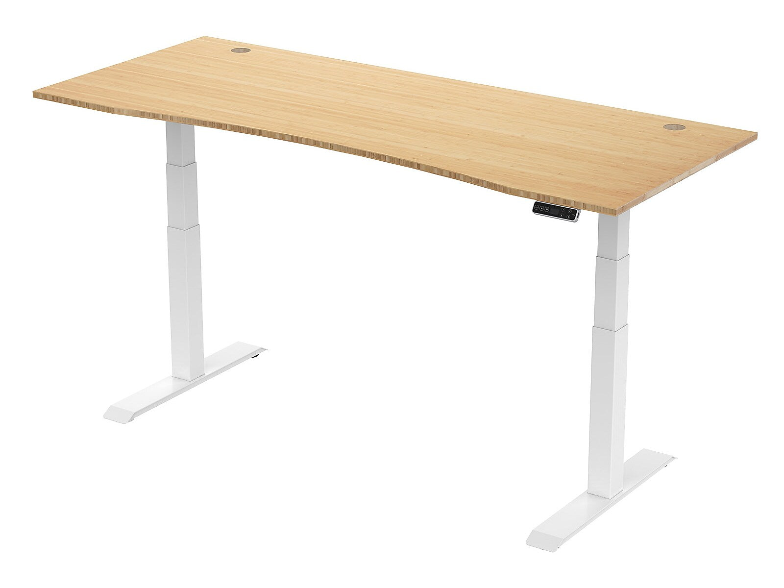 FlexiSpot E7 72"W Electric Adjustable Bamboo Top Standing Desk, White