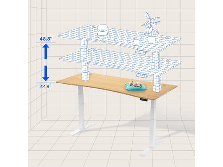 FlexiSpot E7 72"W Electric Adjustable Bamboo Top Standing Desk, White