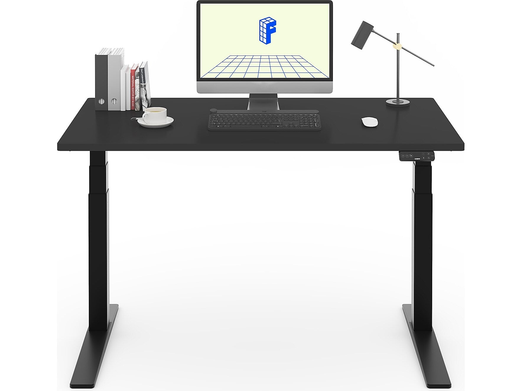 FlexiSpot E7 Pro 55"W Electric Adjustable Chipboard Standing Desk, Black