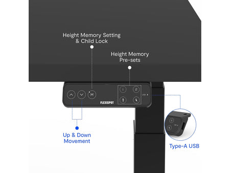 FlexiSpot E7 Pro 55"W Electric Adjustable Chipboard Standing Desk, Black