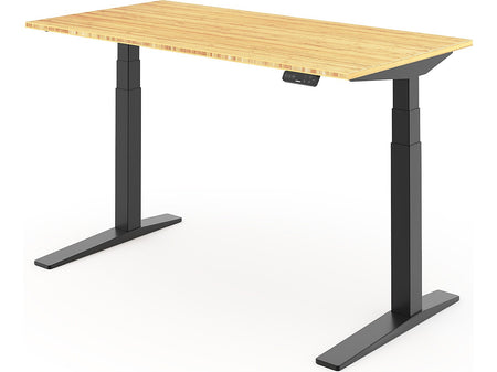 FlexiSpot E7 Pro 55"W Electric Adjustable Standing Desk, Bamboo/Black