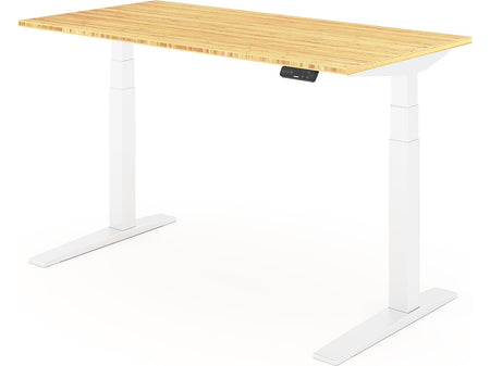 FlexiSpot E7 Pro 55"W Electric Adjustable Standing Desk, Bamboo/White