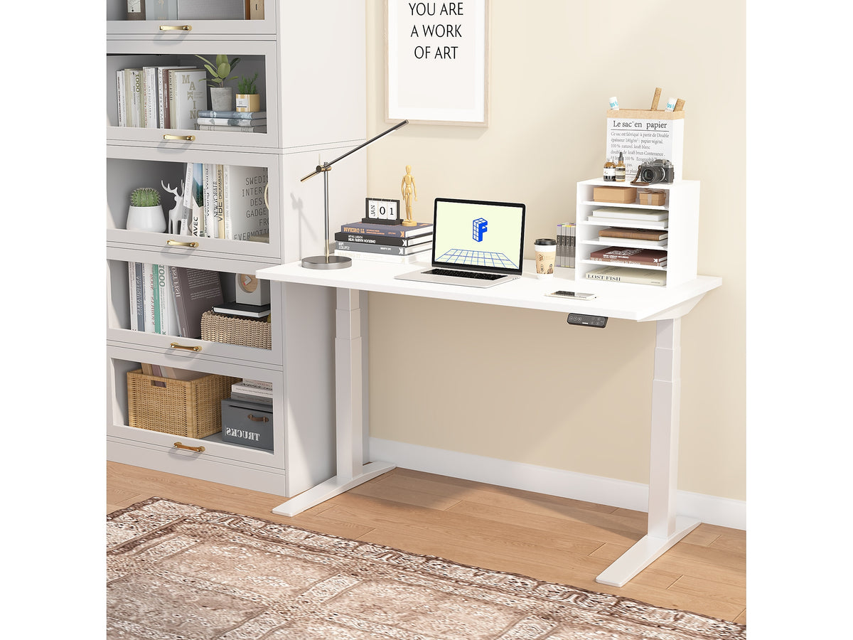 FlexiSpot E7 Pro 55"W Electric Adjustable Standing Desk, White