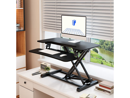 FlexiSpot M7 Series 32"W Manual Rectangular Adjustable Standing Desk Converter, Black