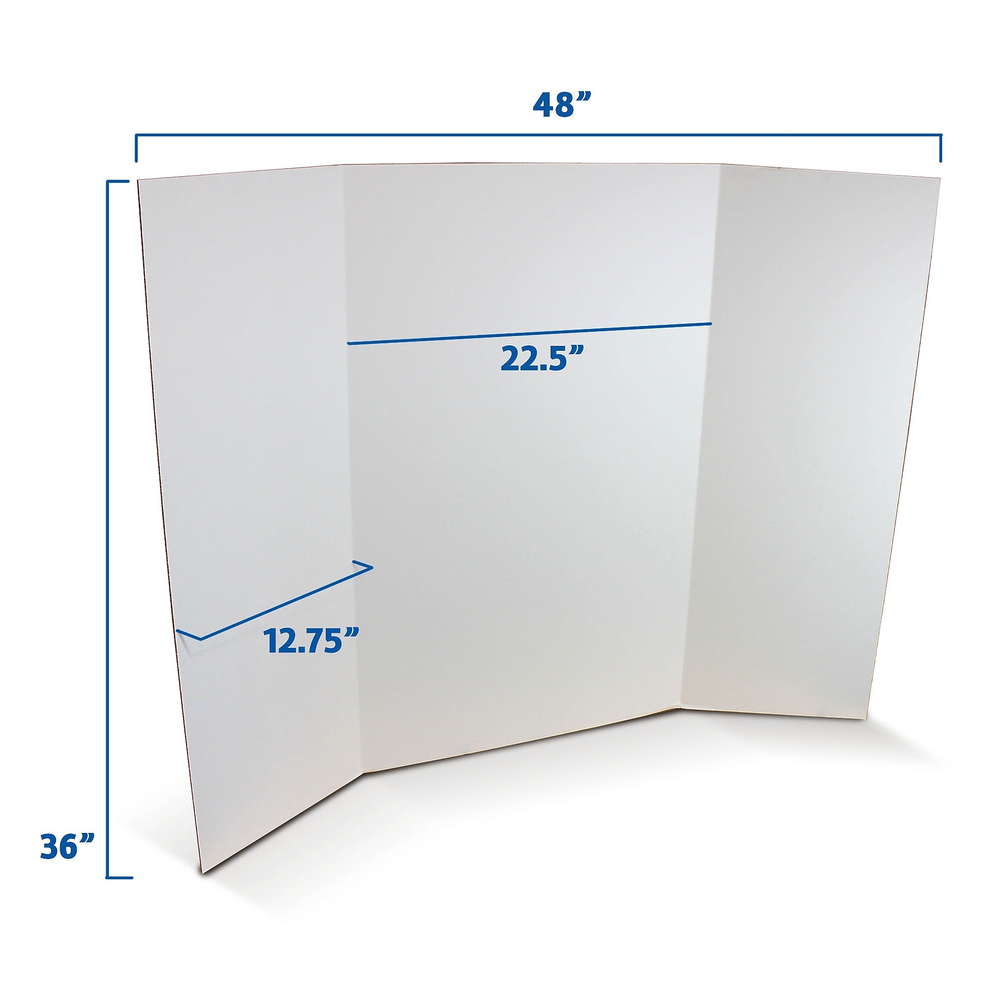 Flipside Tri-Fold Presentation Board, 36" x 48", Corrugated, Bleached White, 24/Carton