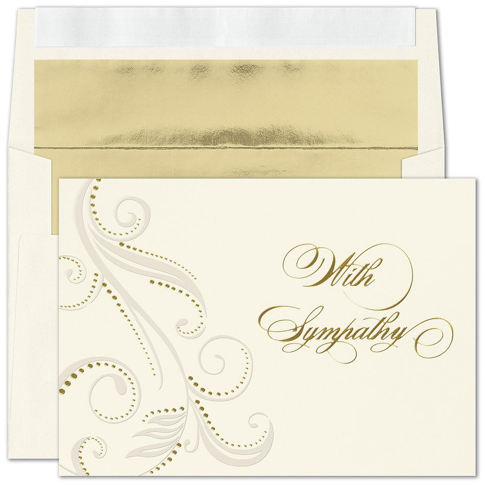"Flourish in Pearl" Sympathy Card w/ Gold Lined Ecru Envelope, 100/BX