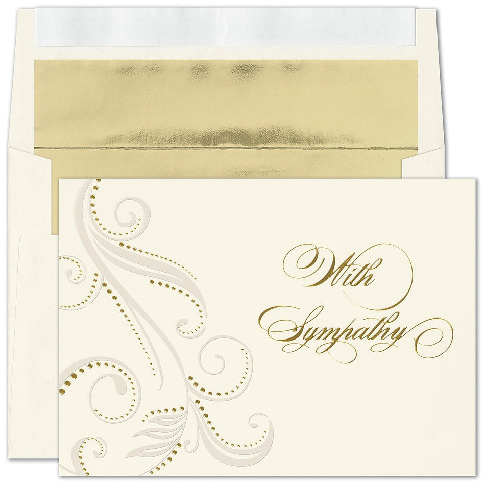 "Flourish in Pearl" Sympathy Card w/ Gold Lined Ecru Envelope, 25/BX