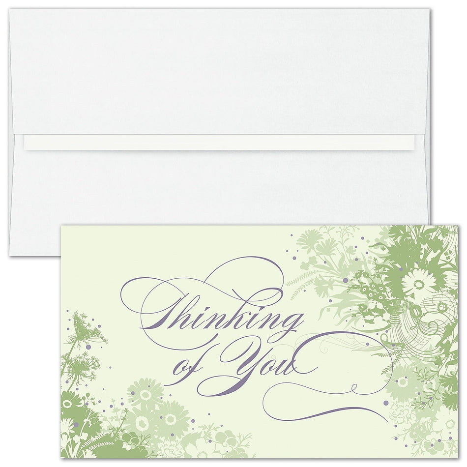 "Flowers and Foliage" Thinking of You Card w/ Unlined White Envelope, 100/BX